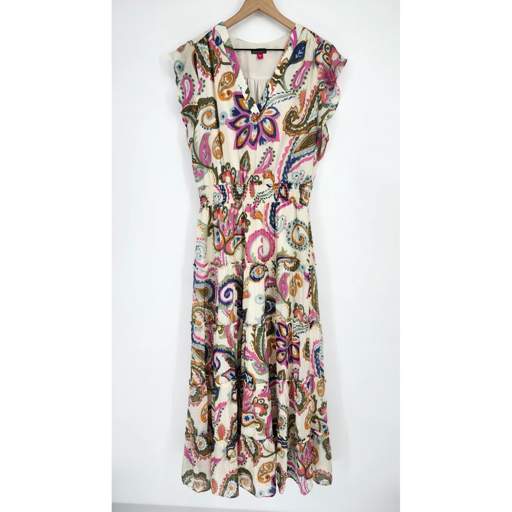 Vince Camuto Womens Romantic Flowy Boho Maxi Dress Size L Beach Resort Peasant
